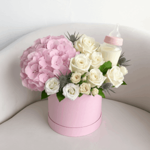 Baby girl flower box arrangement #17