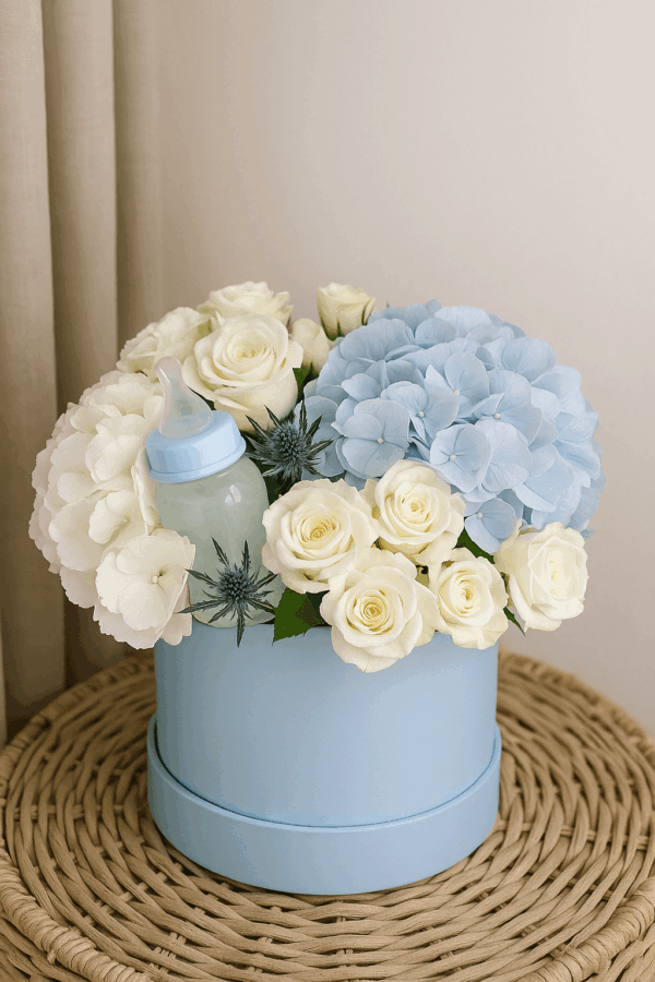 Baby boy flower box arrangement #16